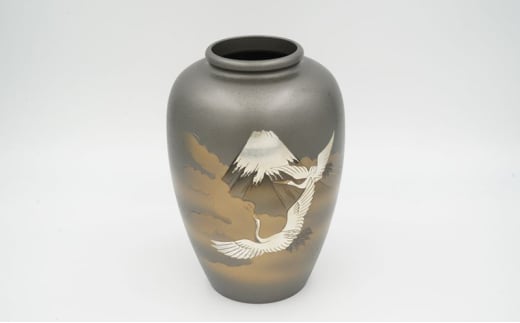 【高岡銅器】富士鶴花瓶8号 花器 インテリア 伝統工芸品 職
