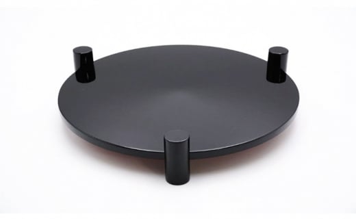 三つ足両面台 民芸品 工芸品 雑貨 日用品 朱色 片面 黒色 塗