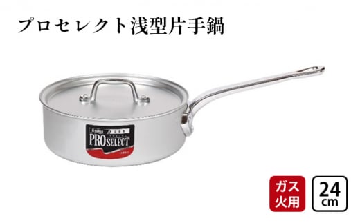 鍋 ガス火用 プロセレクト 浅型 片手鍋 24cm 蓋 蓋付き アル