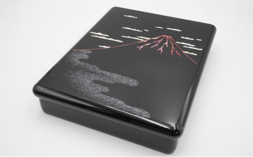 A4浅文庫 赤富士（貝入）黒 雑貨 日用品 文房具 工芸品  FAD-1