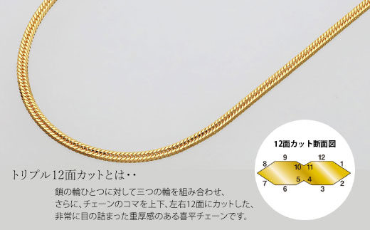 K18 トリプル12面喜平ネックレス 45cm-11g 造幣局検定マーク入り｜ゴールド 18金 K18 日本製 アクセサリー ジュエリー ネックレス レディース メンズ ファッション ギフト プレゼント 富山 富山県 魚津市 ※沖縄への配送不可