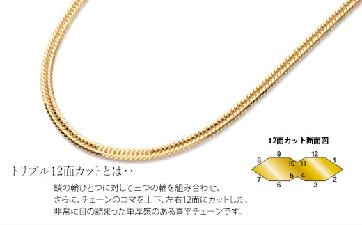 K18 トリプル12面喜平 0.65φ ネックレス 50cm20g 【 造幣局検定刻印入 】 ※沖縄への配送不可