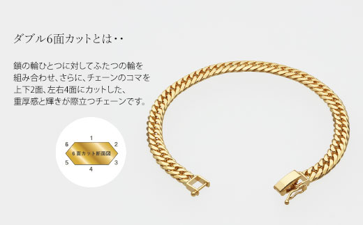 ブレスレット 金 K18 ダブル六面喜平ブレスレット 20cm 20g 造幣局検定マーク入り｜ゴールド 18金 K18 日本製 アクセサリー ジュエリー ブレスレット レディース メンズ ファッション ギフト プレゼント 富山県 魚津市 ※沖縄への配送不可