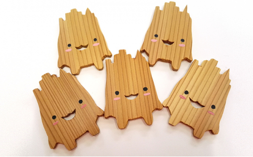 トリック箸置き「はしミラ」５個セット　ゆるキャラ かわいい 木製 はしおき 手作り工房ヤマセン