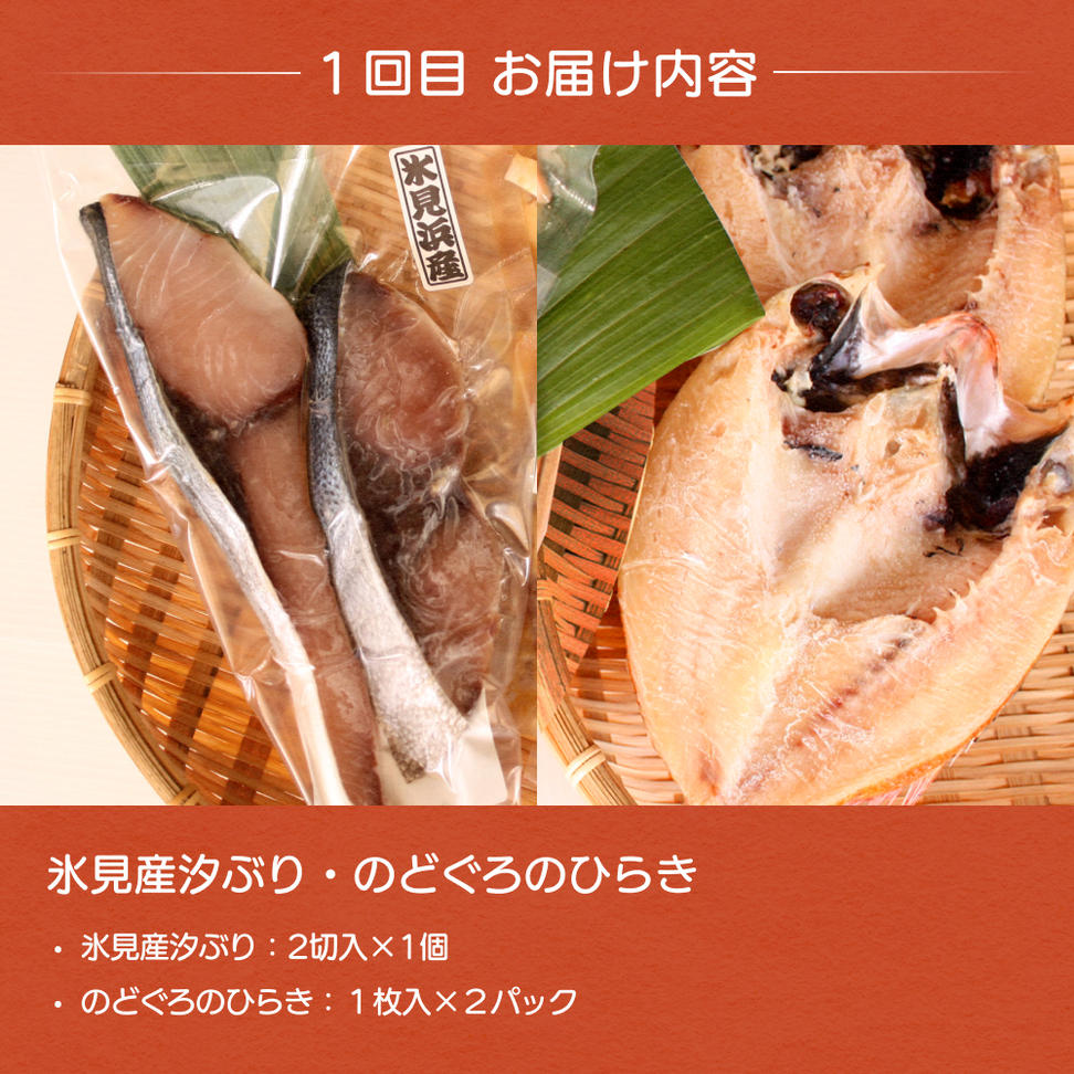 【6ヶ月隔月お届け】氷見堀与 一夜干・昆布〆刺身と山海の