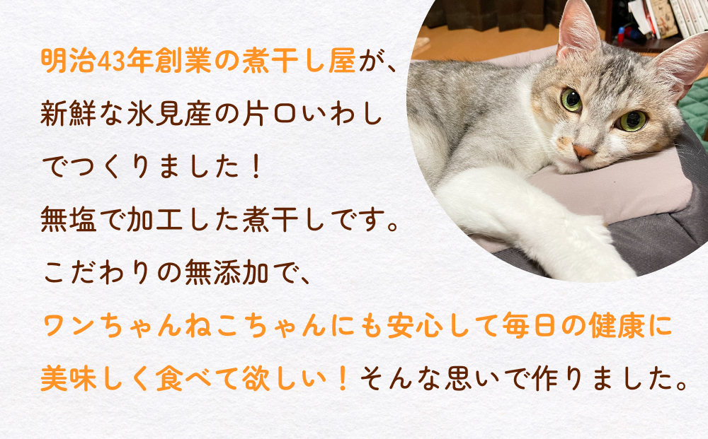 無塩加工煮干し 煮干し屋のわんにゃんおやつ 70g×1袋 無塩 