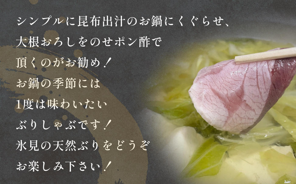 【氷見鰤】新物天然ぶりしゃぶ！300ｇ×2パック　2～3人用　