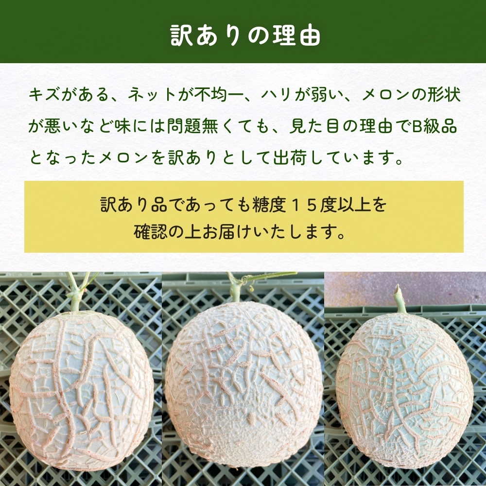 【訳あり】アールスメロン 4個セット（赤青おまかせ）  富