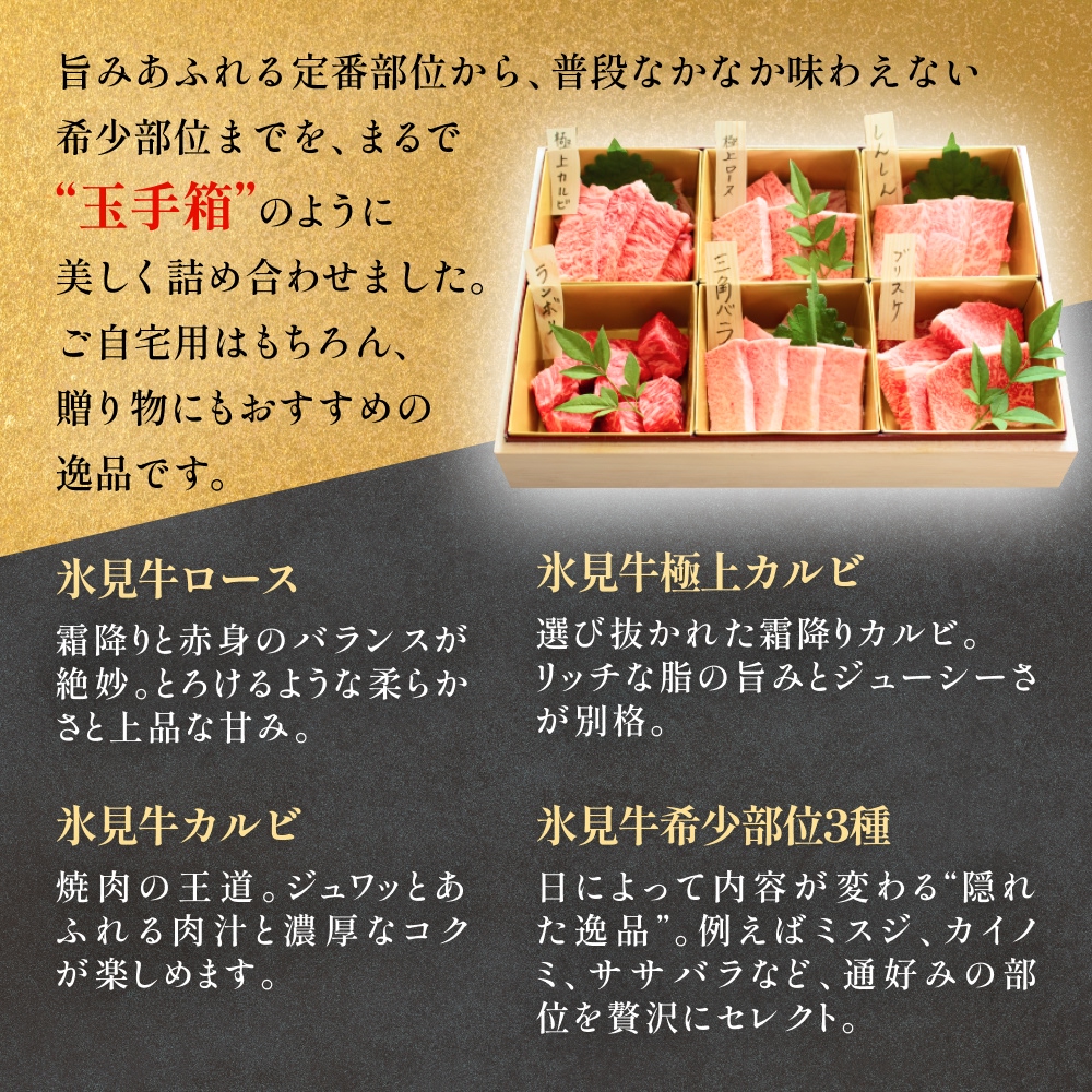 氷見牛焼肉玉手箱 牛肉 焼肉 BBQ アウトドア ロース カルビ 