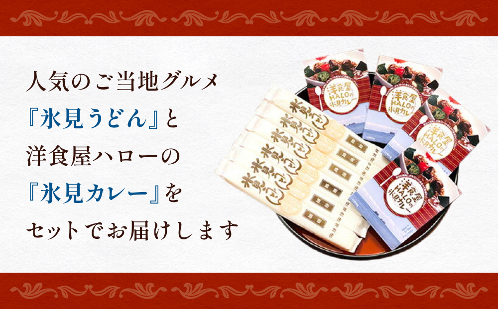 氷見うどん細麺6本入りと洋食屋ハローの氷見カレー4個セッ