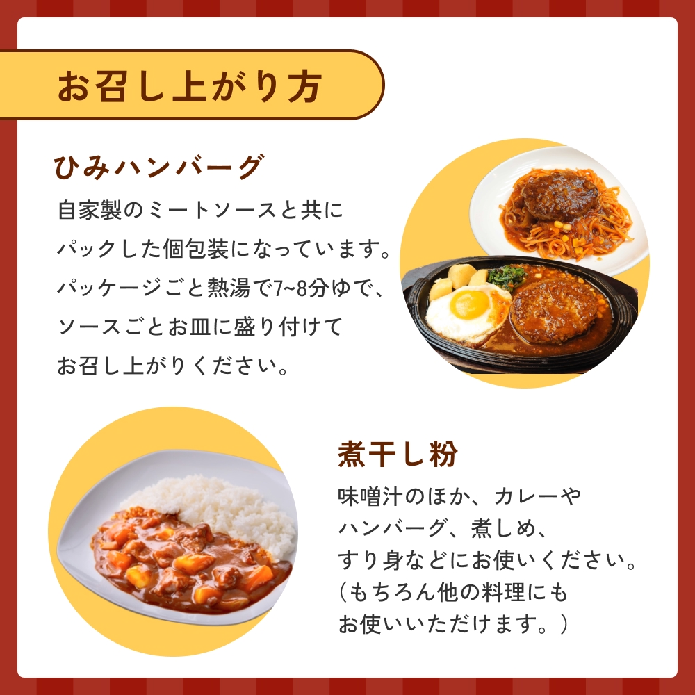 ひみハンバーグと煮干し粉のセット 富山県 氷見市 煮干 惣