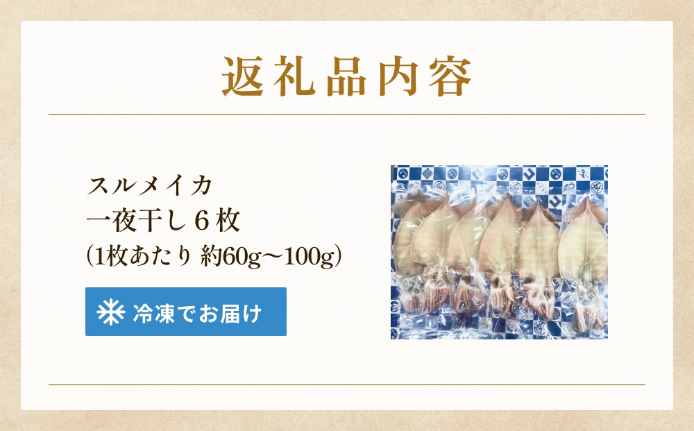 するめいか一夜干し 6枚 富山県 氷見市 イカ 干物