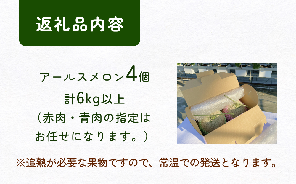 【訳あり】アールスメロン 4個セット（赤青おまかせ）  富
