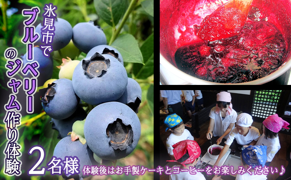 氷見市でブルーベリーのジャム作り体験２名様●ケーキと