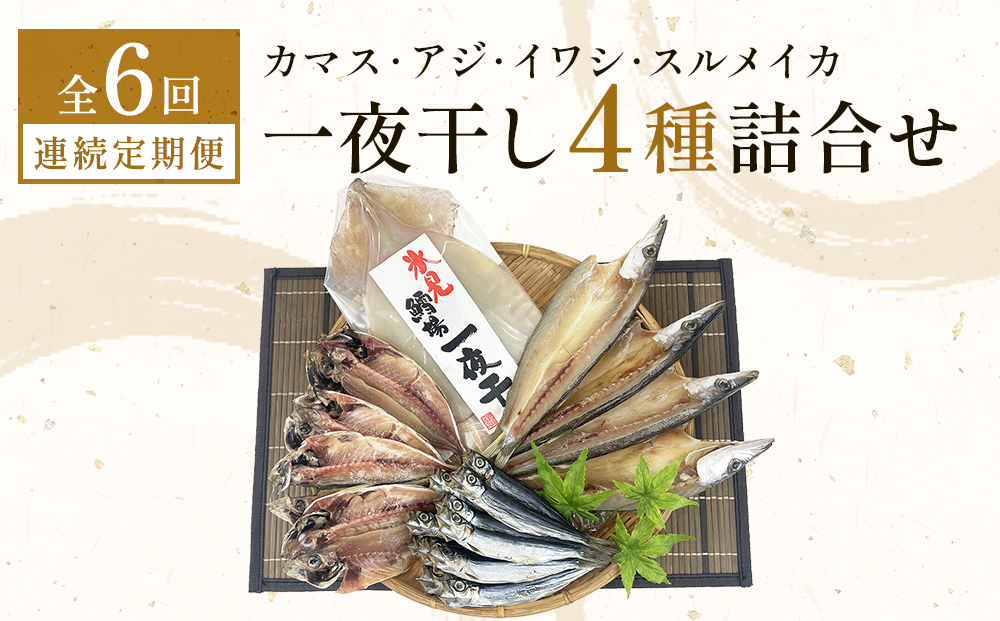 【連続6回】一夜干し4種詰合せ定期便《カマス・アジ・イワ