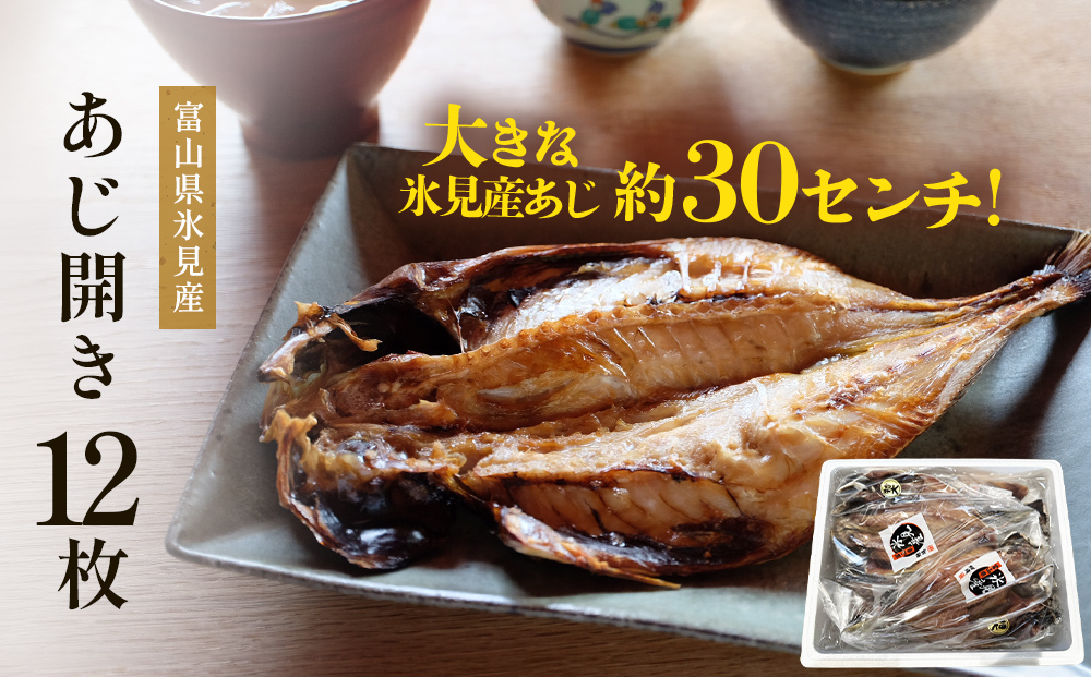 氷見産あじ開き 12枚 約30センチ！富山湾海の幸 富山県 氷見