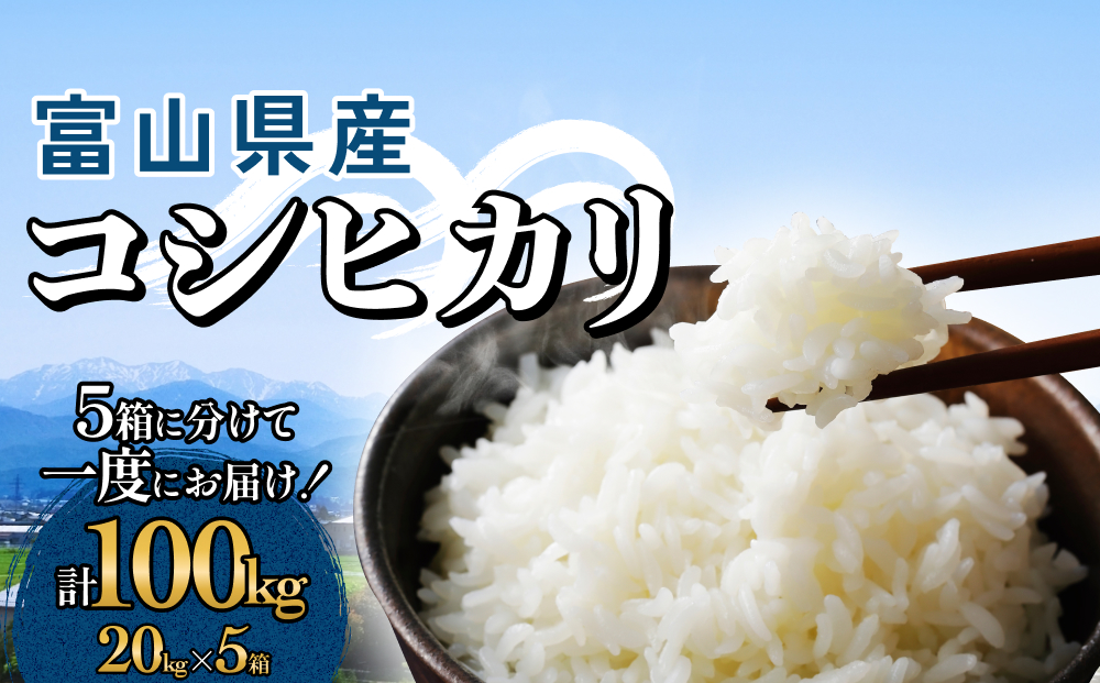 富山県産 コシヒカリ 100kg（20kg×5箱） 精米  富山県 氷見市 
