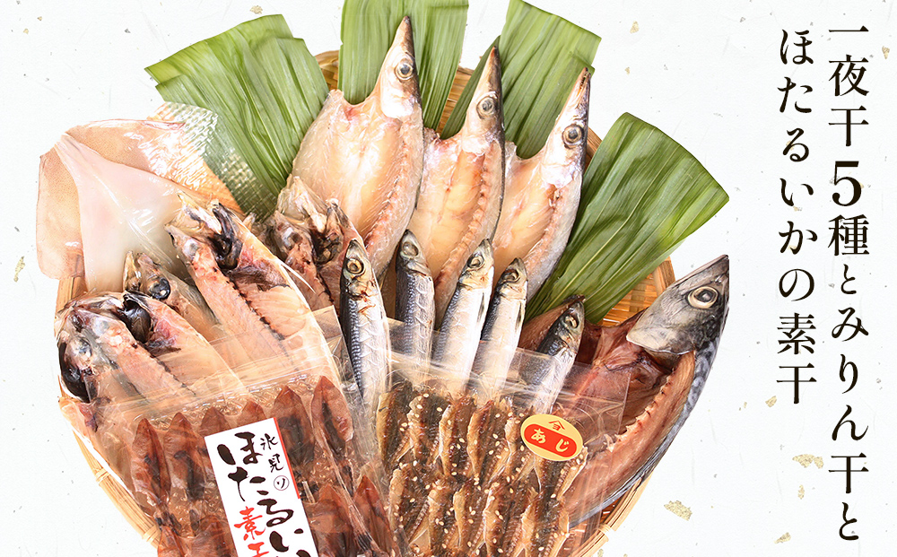 氷見 堀与 一夜干5種とみりん干とほたるいかの素干 富山県