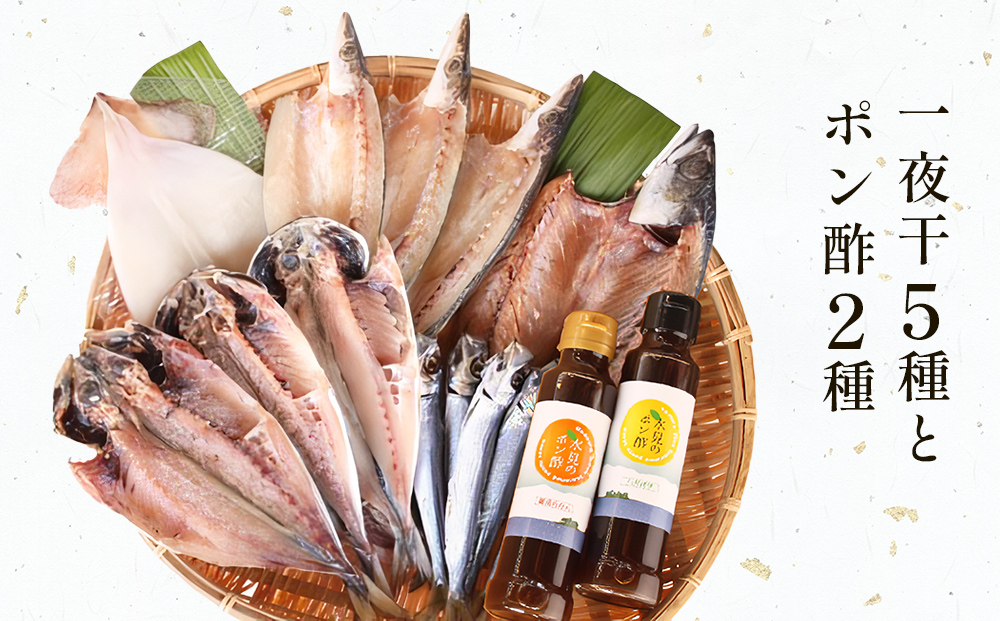 氷見　堀与の一夜干５種とポン酢２種のセット 富山県 氷見