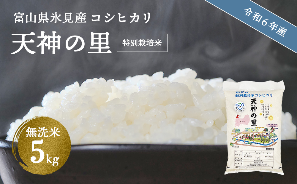 令和6年産 富山県産 特別栽培米 コシヒカリ 天神の里 5kg 無洗米