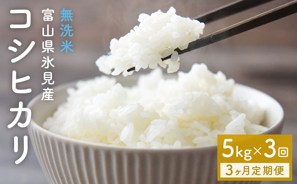 【3ヶ月定期便】コシヒカリ5kg 無洗米 富山県氷見産 ＜2025年