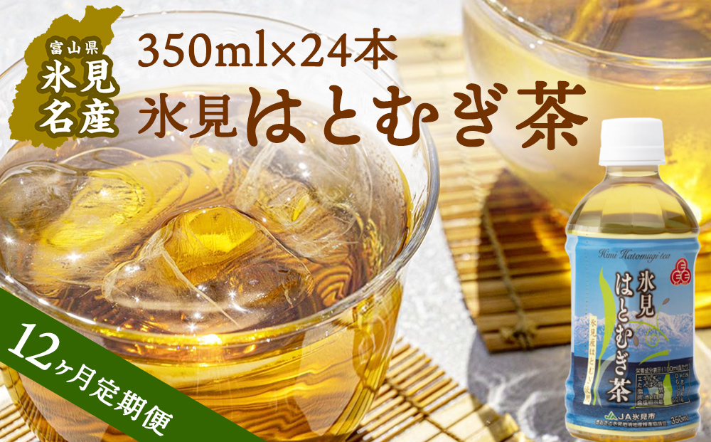 【12ヶ月定期便】氷見はとむぎ茶　ペットボトル 350ml × 24本
