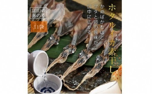 越中氷見屋　ホタルイカ 素干し 18尾入り × 11袋　【魚貝類