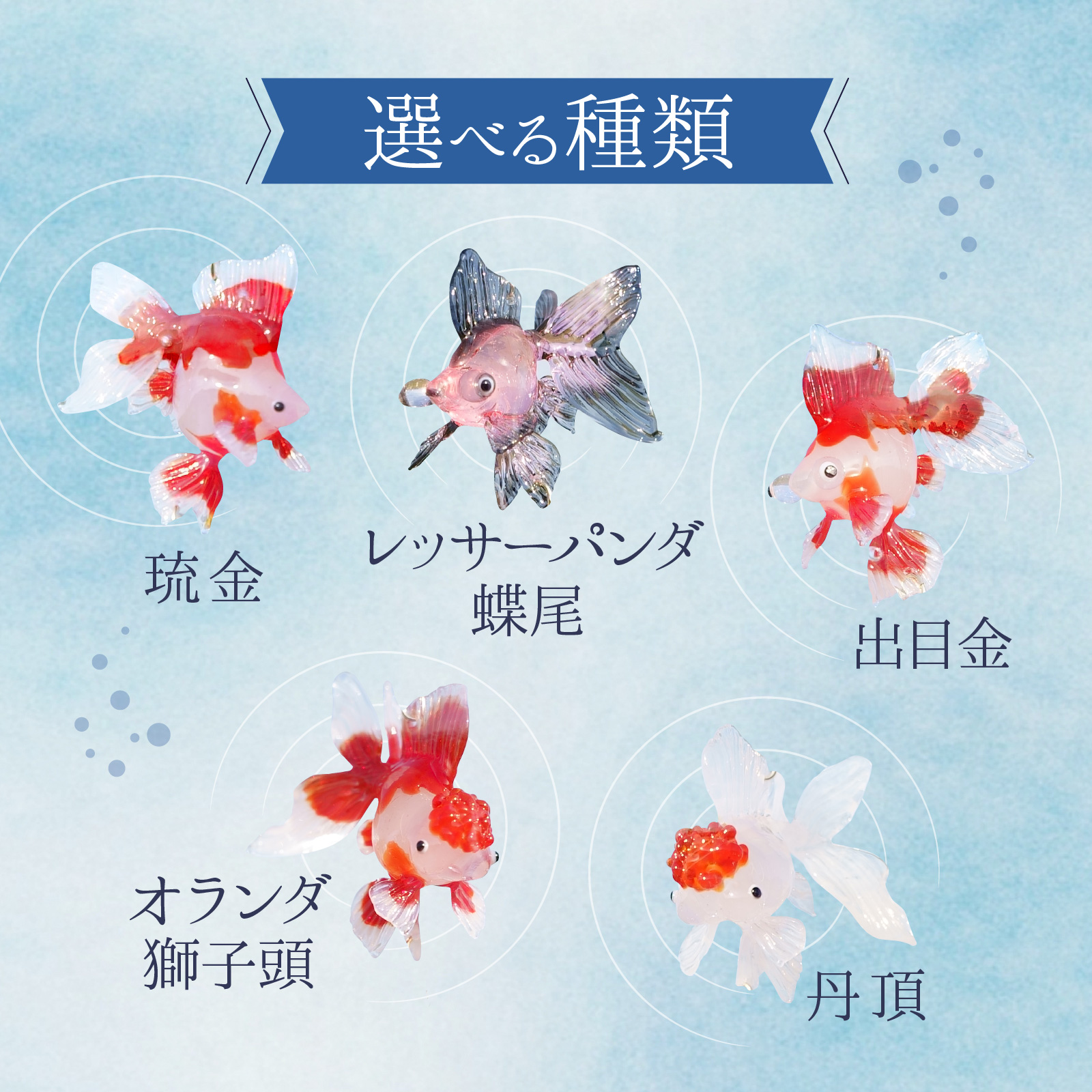 ガラス風鈴 そらとぶきんぎょ 選べる！種類【琉金 出目金 など 】※備考欄にてご希望の種類をご記入ください。 【TOSHIYA SUZUKI】