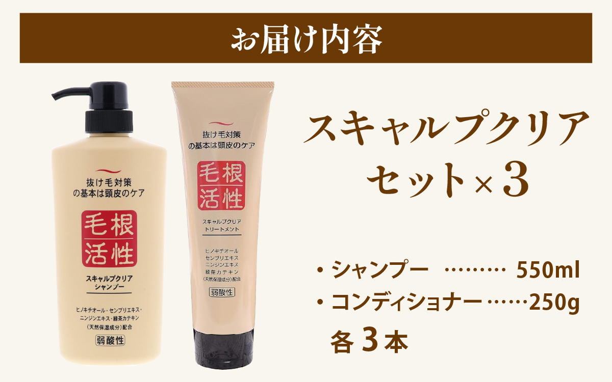 スキャルプクリアセット（シャンプー・トリートメント各3本）