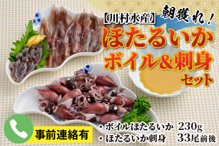 【先行予約】ほたるいか ボイル＆刺身セット【(株)川村水産】鶴瓶の家族に乾杯で放送5.13 ※26年3月中旬以降～ 順次発送予定　※発送前に在宅確認の連絡をいたします！　朝どれ新鮮で希少なホタルイカを熟練の腕で刺身にして冷蔵でお届け　【川村水産】