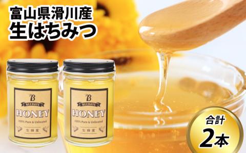生はちみつ　180g×2本 【ビン】滑川の里山で採れた非加熱の蜂蜜（百花蜜）