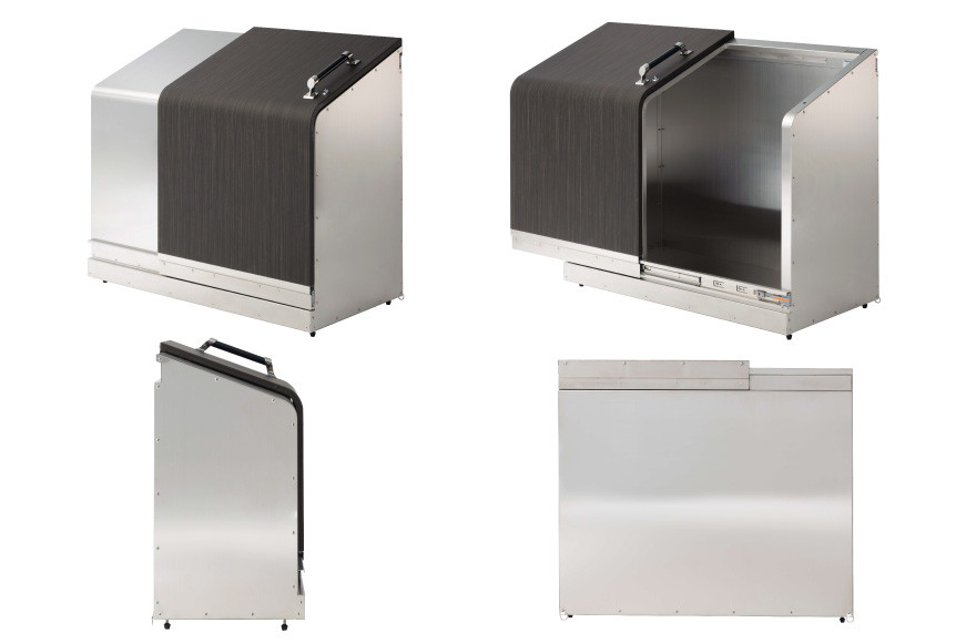 ゴミ箱 ホームスライドダスポン プレミアムモデル ステンレス仕様 1台 木目調 エボニー[20780445]