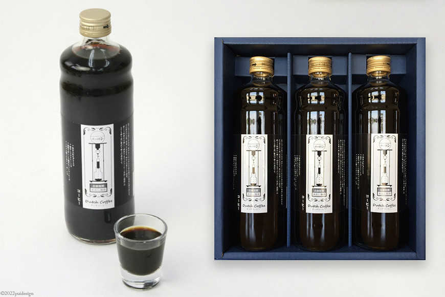 水出し珈琲ボトル 600ml×3本 自家焙煎 コーヒー ギフト箱/北山物産「水の時計」/富山県 黒部市