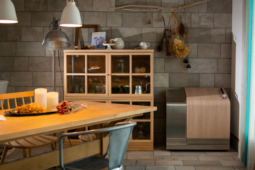 ゴミ箱 ホームスライドダスポン プレミアムモデル ステンレス仕様 1台 木目調 エボニー[20780445]