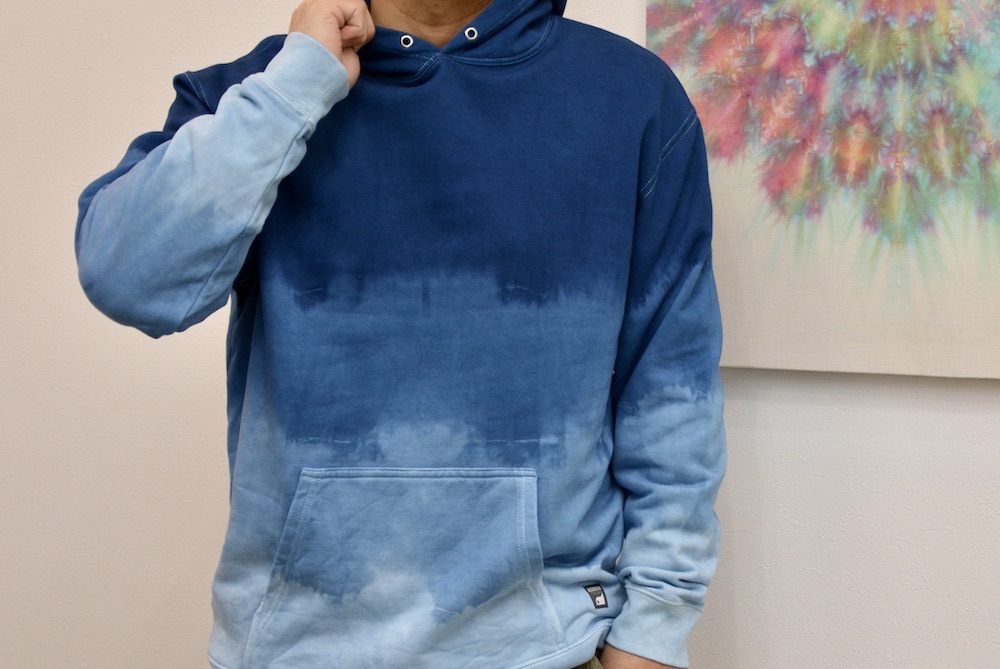 黒部の名水染めタイダイ藍染めパーカーE　Sサイズ