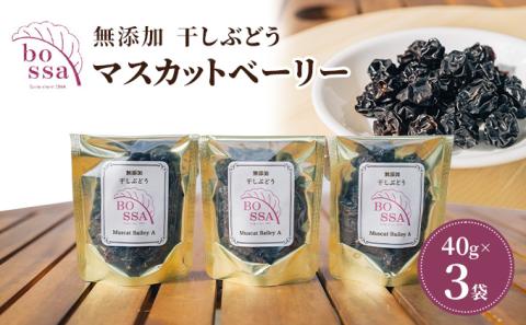 無添加 干しぶどう ボッサの干しぶどう 40g×3袋 マスカットベーリーA（種あり）国産 レーズン ドライフルーツ 砂糖不使用/富山県黒部市