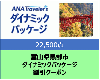 富山県黒部市 ANAトラベラーズダイナミックパッケージ割引クーポン22,500点分
