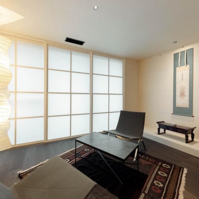 【楽土庵宿泊+アロマワークショップ体験】紙の部屋、夕朝食付「郷味(きょうみ)和食」ペア宿泊券