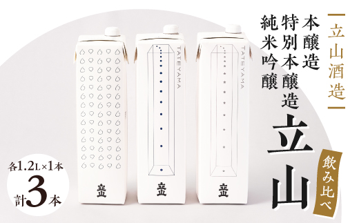 純米吟醸立山・特別本醸造立山・本醸造立山(1.2Lパック セット)