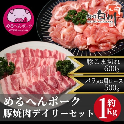 めるへんポーク　豚焼肉デイリーセット　1.1Kg (焼肉用500g、豚こま600g)【配送不可地域：離島・北海道・沖縄県・東北・中国・四国・九州】
