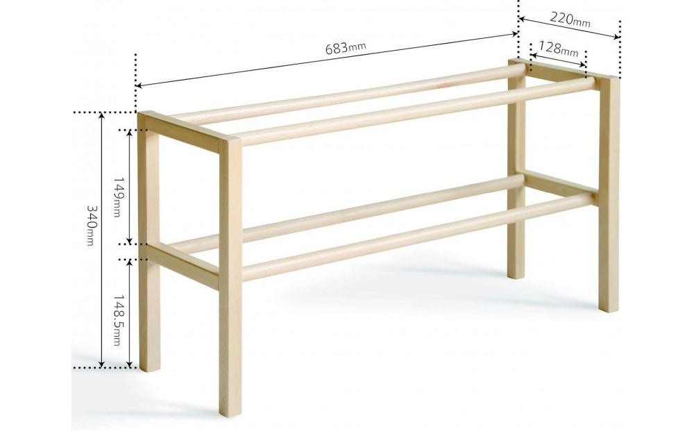 木製「シューズラック（2段）ナチュラル」 ２段