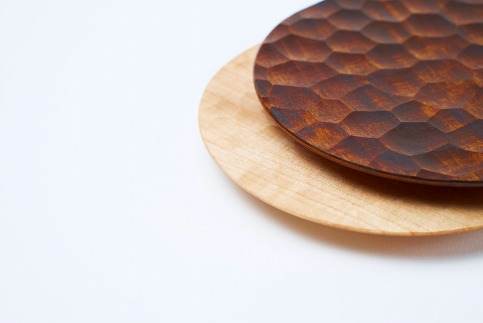 栃プレート（小）素地と拭き漆2枚セット 栃プレート（小）