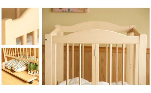 ワンタッチハイベッド「パル」(収納棚なし)NA＋サンデシカ「スターレットゴールド」ベビー布団8点セット NA 「パル」＋ベビー布団8点セット