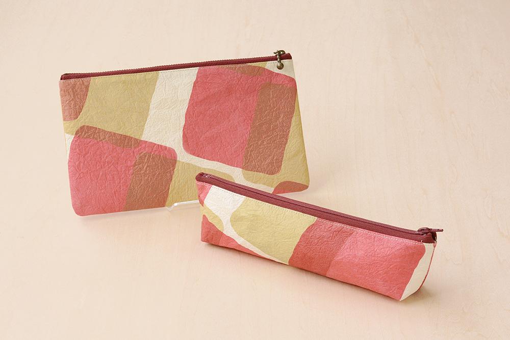 五箇山産和紙ポーチ・ペンケースセット（レッド） レッド