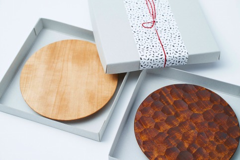 栃プレート（小）素地と拭き漆2枚セット 栃プレート（小）