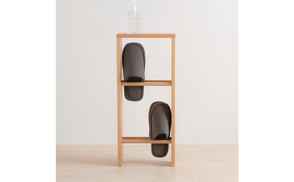 木製「天板付き スリッパラック【２段】ナチュラル」 天板付き【２段】