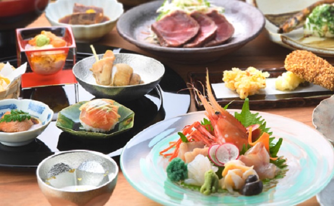 [射水市][射水のおいしい食事][ペアチケット]日本橋とやま館 富山はま作 プレミアム「立山コース」ペアチケット｜お食事券 チケット ※離島への配送不可