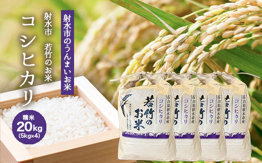 【射水市】【射水の美味しいお米】若竹のお米 R8年度産 コシヒカリ20kg（5kg×4）【精米】 ※離島への配送不可 ※2026年10月上旬～10月下旬頃に順次発送予定
