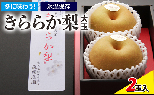 冬に味わう！藤岡さんが作った氷温保存きららか梨（幸水・豊水）2玉【大玉】 ｜ 梨 ナシ 果物 フルーツ　※2025年11月下旬～2026年4月上旬頃に順次発送予定　※離島への配送不可