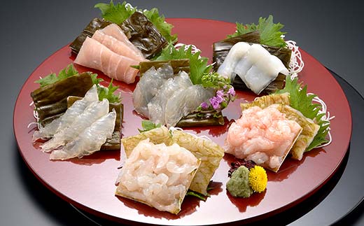 昆布締め 汐風セット6品 M-06B 白えび 丸玉 郷土料理 昆布 昆布〆 刺し身 白身 白海老 白エビ カジキ 車鯛 真鯛 鯛 タイ そでいか イカ あまえび エビ 甘海老 ヒラメ  富山県 立山町 F6T-324